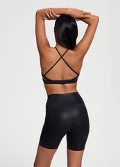 Faux Leather Crossback Top