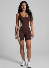 Form-Fitting Open Back Shorts Catsuit