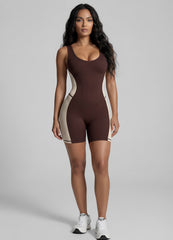 Form-Fitting Open Back Shorts Catsuit