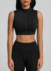 High-Neck Zip-Up Top