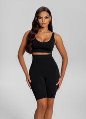 Seamless Mid-Thigh Tummy-Control Butt-Lifting Sculpting Shorts