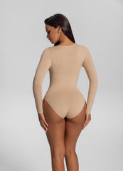 Seamless Long Sleeve Tummy-Control Full Body Shaper Bodysuits Duo