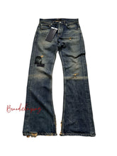 Cousin produces ERD melancholic rich second-generation six pointed star patch, distressed distressed, washed retro micro flared jeans