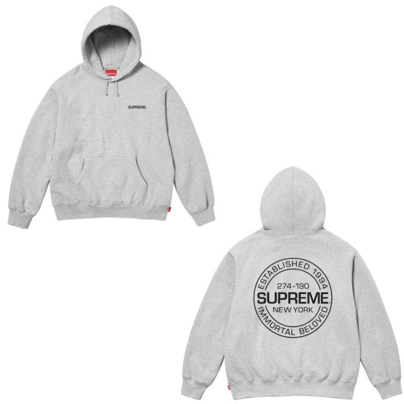 Supreme潮牌连帽卫衣男秋冬加绒宽松街头嘻哈外套纯色长袖套头衫 (16)