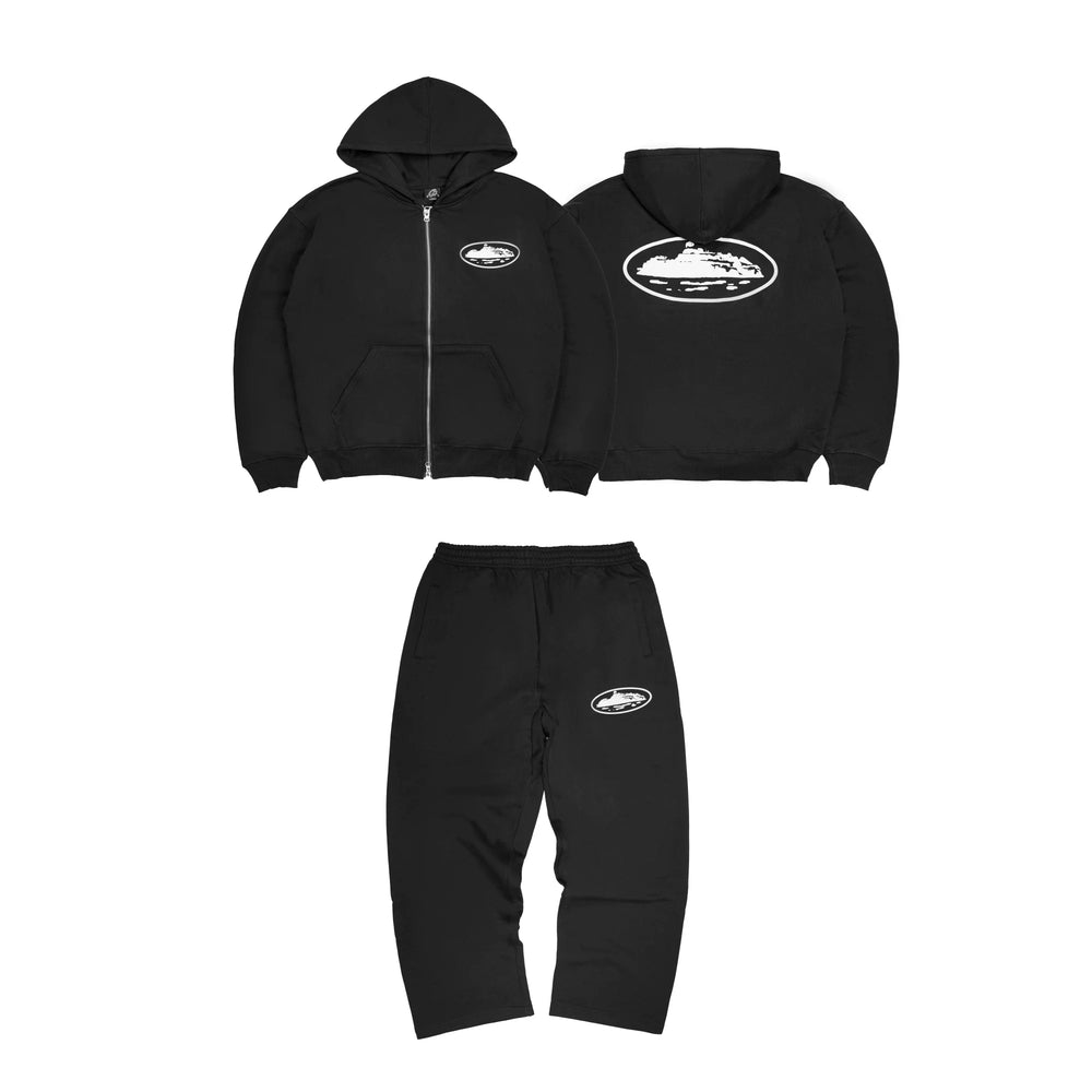 CORTEIZ Devil's Island Coat BOXY Short Wide Hoodie BAGGY Pants Hoodie Set American Hip Hop (14)