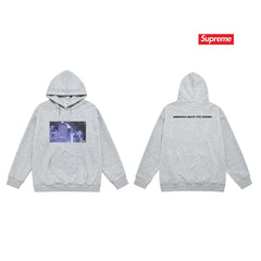 Cross border high version trendy brand Supreme letter printed hooded sweatshirt jacket, classic BOX looped hoodie for men and women (24)