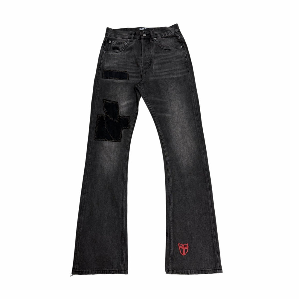 ERD 24FW Melancholic Rich Second Generation Black Corduroy Patch Damaged Embroidered Party Pants