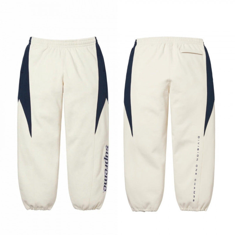 SUPREME Trendy SWEATPANTS Street Street Trendy Men's Loose Velvet Waist Pants Leg Tight Sports Pants Casual (3)