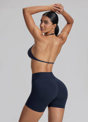 Ultrasculpt Halterneck Backless Strappy Functional Twill Knit Bra