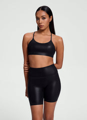 Faux Leather Crossback Top