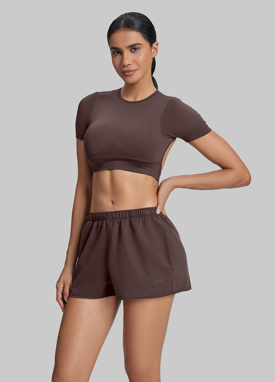 Comfy Mid-Thigh Stretchy Waist French Terry Jersey Shorts