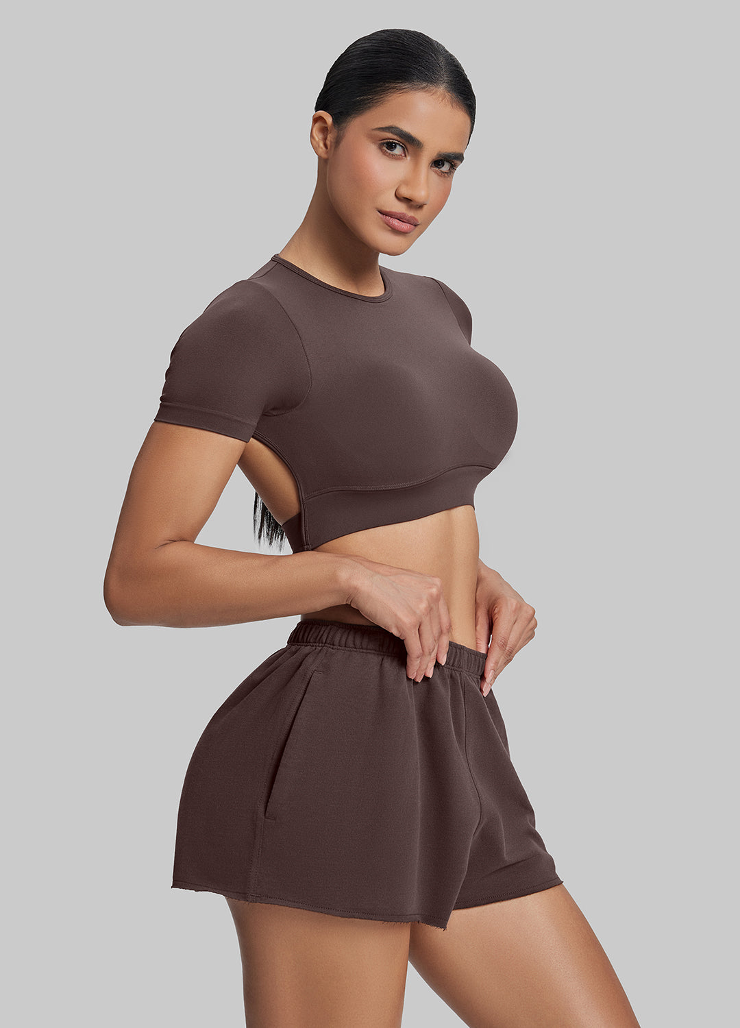 Comfy Mid-Thigh Stretchy Waist French Terry Jersey Shorts