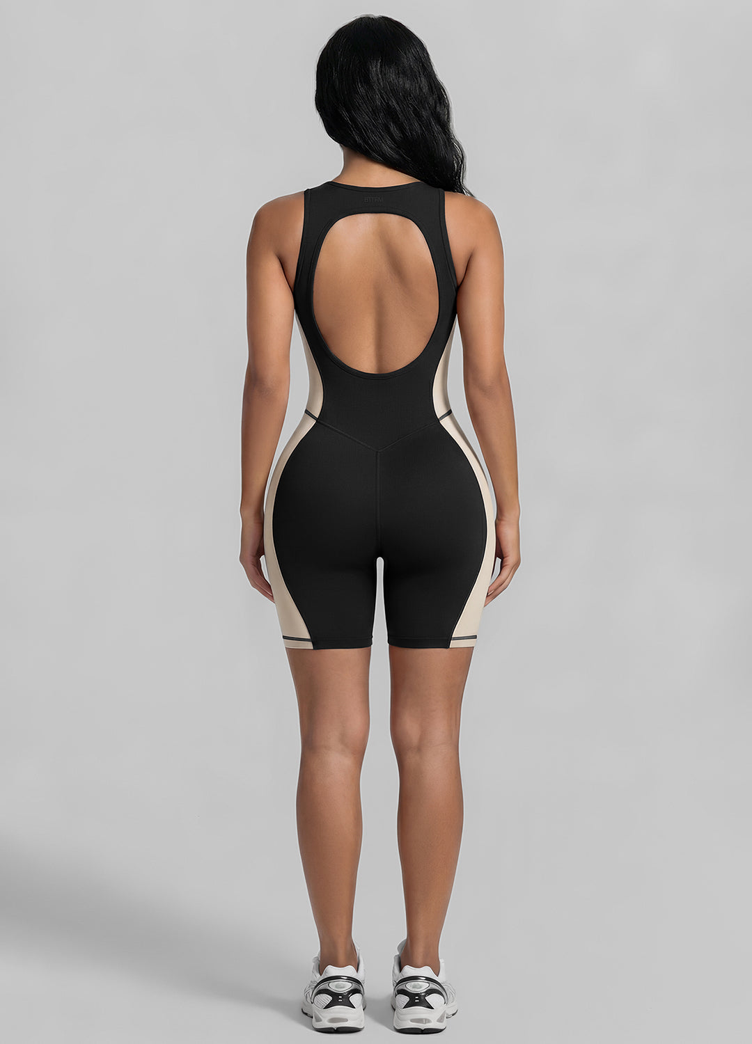 Form-Fitting Open Back Shorts Catsuit