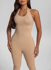 Seamless Halter Tummy-Control Body Shaper Jumpsuit