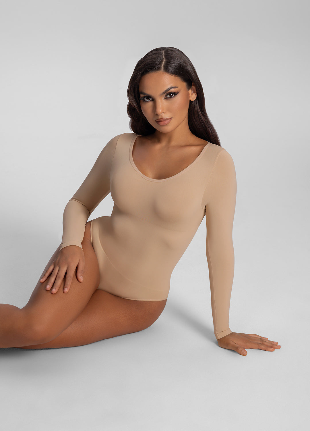 Seamless Long Sleeve Tummy-Control Full Body Shaper Bodysuits Duo