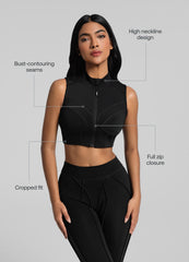 High-Neck Zip-Up Top