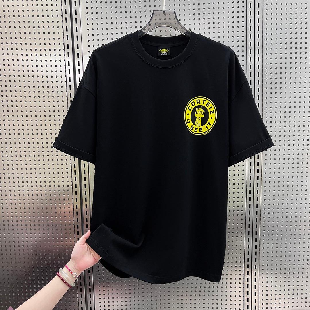 Corteiz U See It Tower Badge Oversized Tee – Black/Yellow