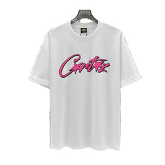 Corteiz CRTZ Script Graffiti Oversized Tee – White/Pink