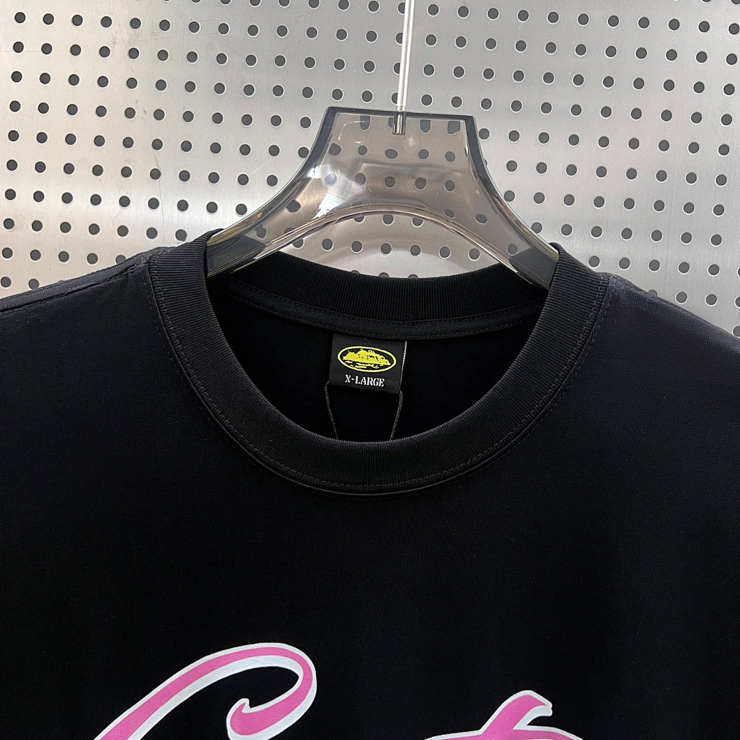 Corteiz CRTZ Script Graffiti Oversized Tee – Black/Pink