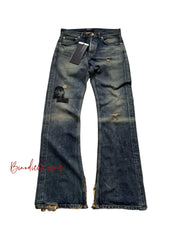 Cousin produces ERD melancholic rich second-generation six pointed star patch, distressed distressed, washed retro micro flared jeans