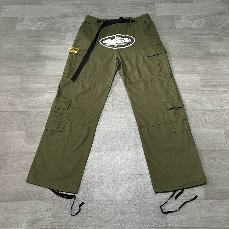 Corteiz American high street fashion brand men's outdoor sports and leisure loose multi pocket camouflage workwear pants FOG (6)