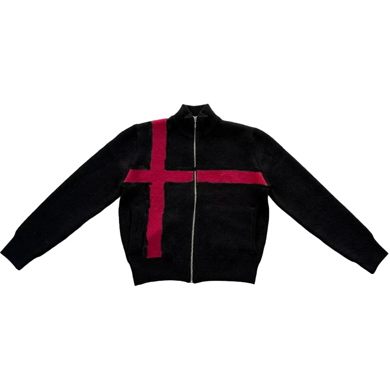 Corteiz American Street Hip Hop Embroidered Alphabet Stand up Collar Pulley Cardigan Knitted Sweater Men's Trendy Brand Jacket (6)