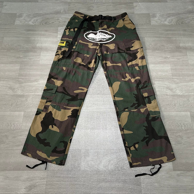 Corteiz American high street fashion brand men's outdoor sports and leisure loose multi pocket camouflage workwear pants FOG (5)
