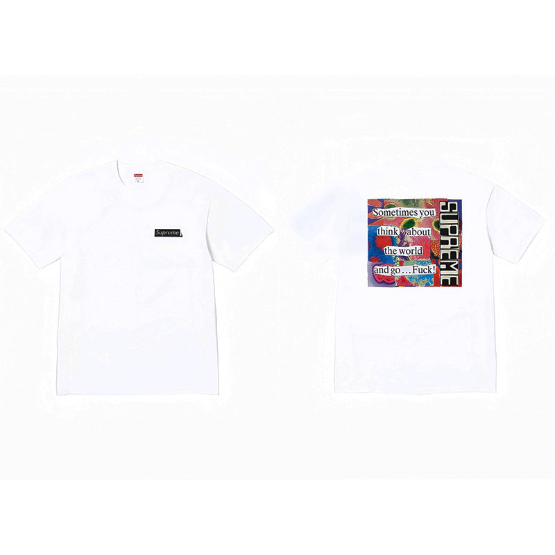 Heavy Cross border Trendy Supreme Letter Printed T-shirt BOX Round Neck Short Sleeve Men's and Women's Loose Casual T-shirt Men's and Women's (1)