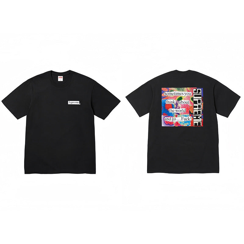 Heavy Cross border Trendy Supreme Letter Printed T-shirt BOX Round Neck Short Sleeve Men's and Women's Loose Casual T-shirt Men's and Women's (2)