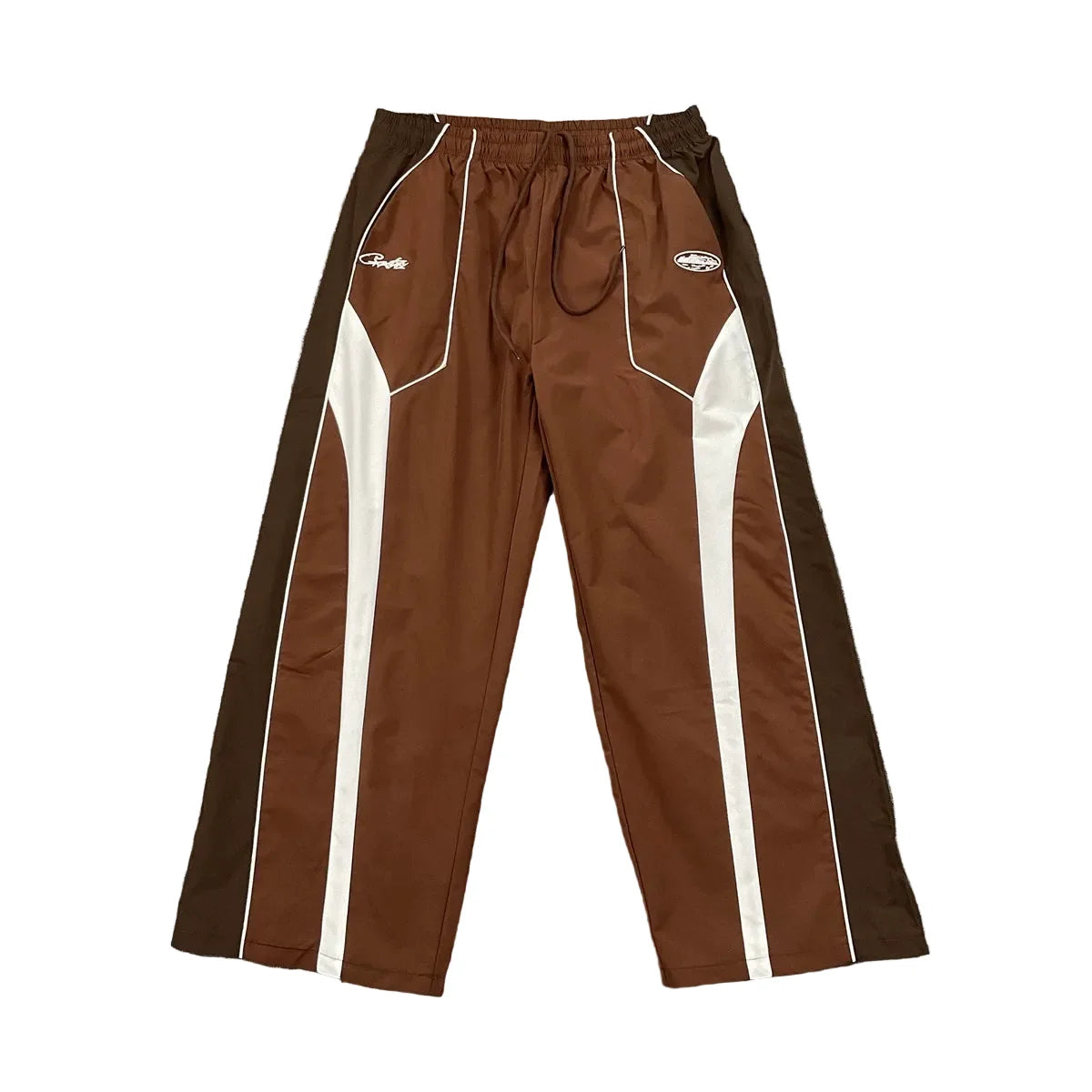 Corteiz Devil's Island sports style spliced contrasting casual pants for men and women, drawstring elastic waisted pants, trendy and versatile (4)