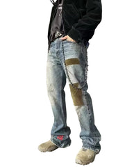 2024 autumn trend mid waist washed party pants jeans straight leg distressed corduroy style