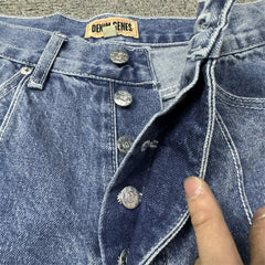 Devil's Island machine embroidered denim shorts for men's summer high street loose five quarter pants with five pointed star design mid waist denim shorts (1)