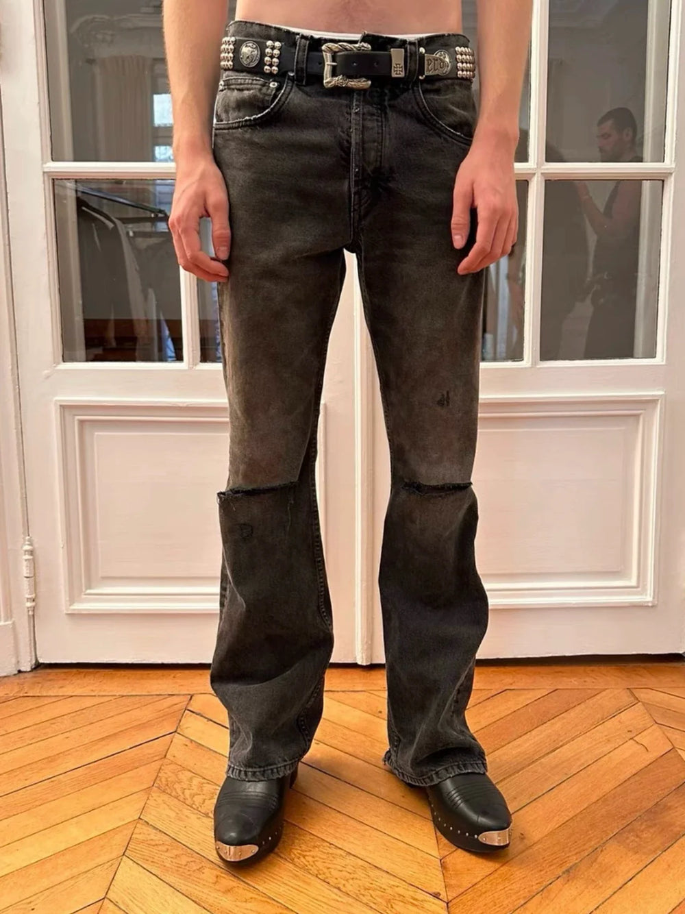 ERD25ss new melancholic second-generation knife cut hole hand-painted distressed jeans and pants in stock