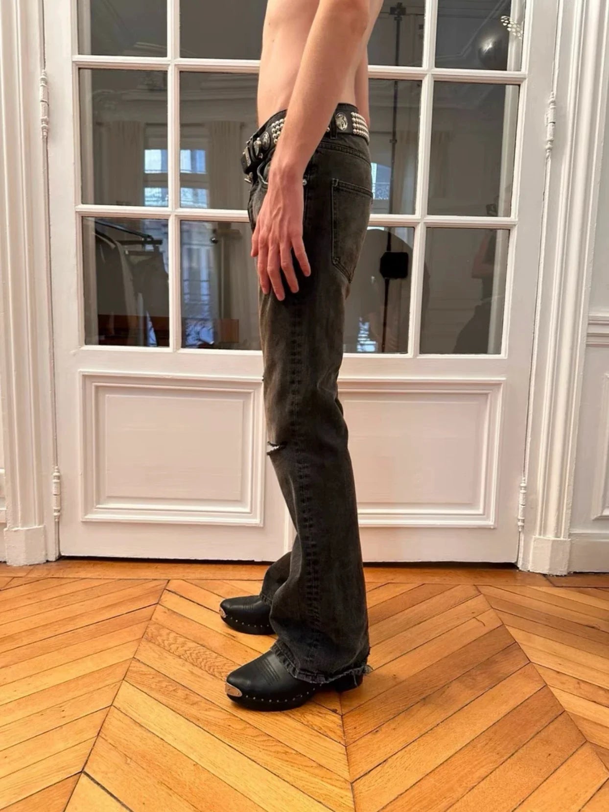 ERD25ss new melancholic second-generation knife cut hole hand-painted distressed jeans and pants in stock