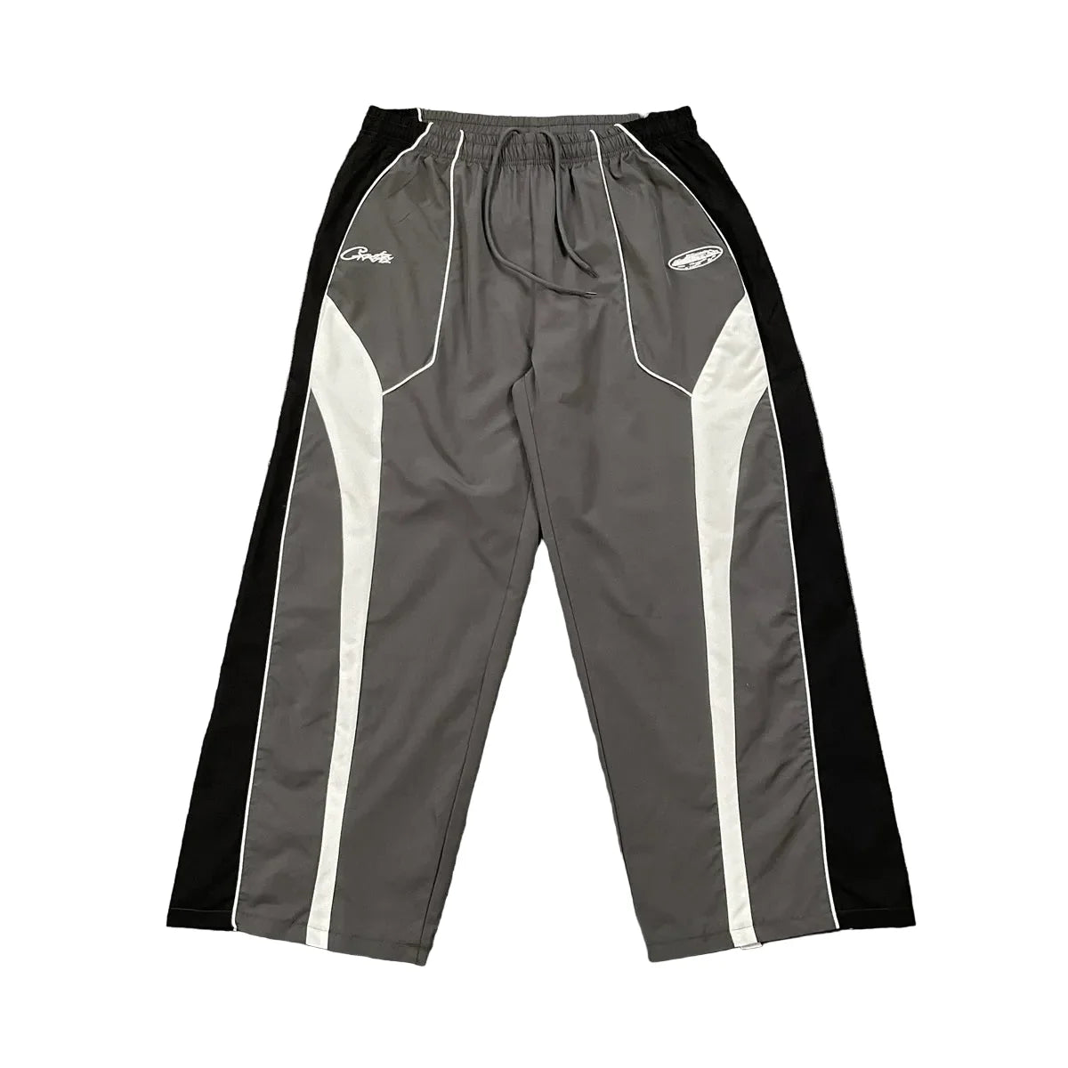 Corteiz Devil's Island sports style spliced contrasting casual pants for men and women, drawstring elastic waisted pants, trendy and versatile (1)