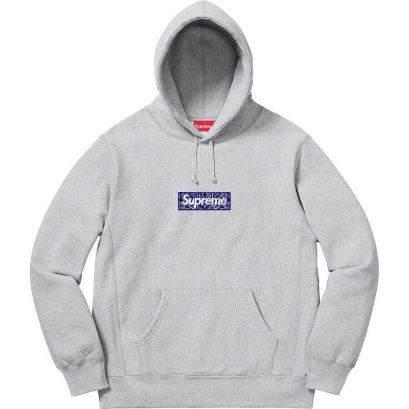 Supreme潮牌连帽卫衣男秋冬加绒宽松街头嘻哈外套纯色长袖套头衫 (4)