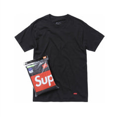 Official website genuine Supreme Tagless black and white solid color small logo layered bottom shirt with leaking edge short sleeved T-shirt (3)