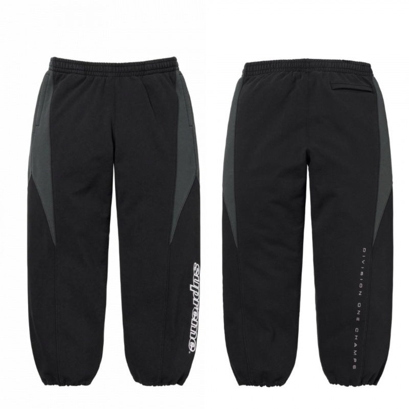 SUPREME Trendy SWEATPANTS Street Street Trendy Men's Loose Velvet Waist Pants Leg Tight Sports Pants Casual (1)