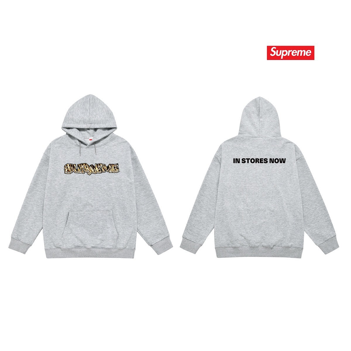 Cross border high version trendy brand Supreme letter printed hooded sweatshirt jacket, classic BOX looped hoodie for men and women (3)