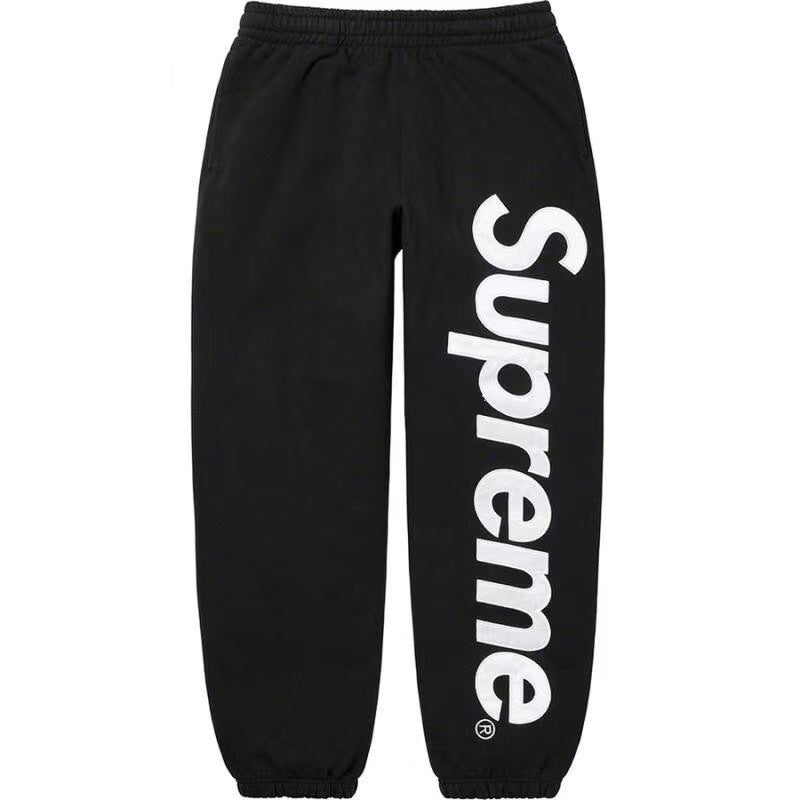 SUPREME Trendy SWEATPANTS Street Street Trendy Men's Loose Velvet Waist Pants Leg Tight Sports Pants Casual (4)