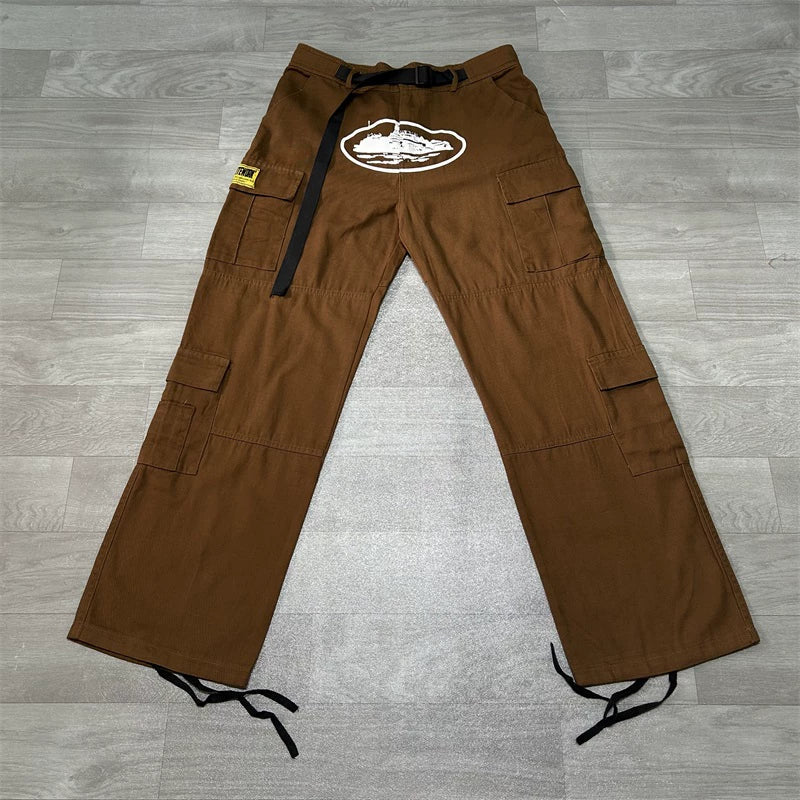 Corteiz American high street fashion brand men's outdoor sports and leisure loose multi pocket camouflage workwear pants FOG (7)