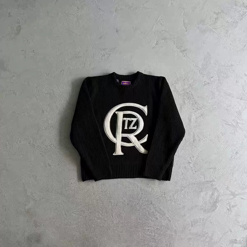 Corteiz Vibe European American cross-border personalized street Y2K loose pullover sweater round neck knit sweater ins (7)