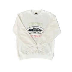 Corteiz "Rules The World" Island Logo Heavyweight Crewneck Sweatshirt - White