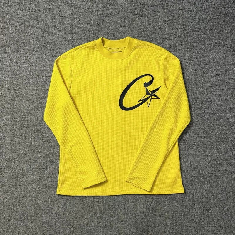 Corteiz Devil's Island Classic Pentagram Print Splicing Embroidered Alphabet Men's and Women's Base Shirt Long Sleeve T-shirt (6)