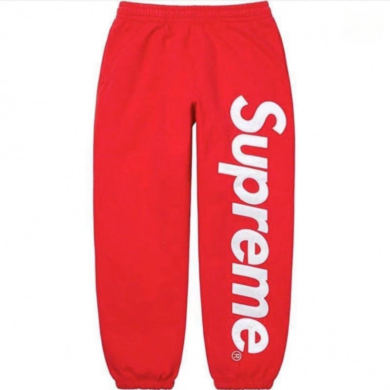 SUPREME Trendy SWEATPANTS Street Street Trendy Men's Loose Velvet Waist Pants Leg Tight Sports Pants Casual (8)