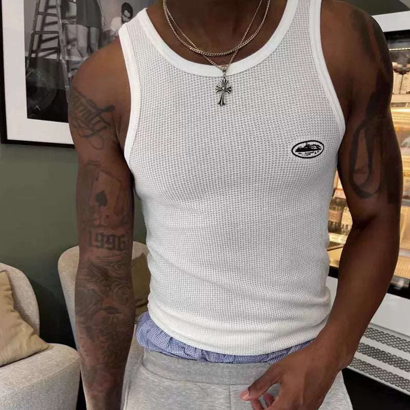 Corteiz Vest High Street Summer Sports and Leisure Embroidered Logo Tight Training Sleeveless Tank Top Sweatshirt (3)