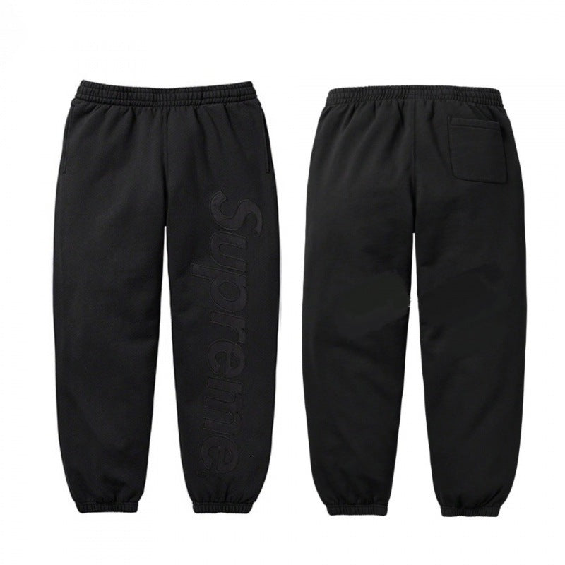 SUPREME Trendy SWEATPANTS Street Street Trendy Men's Loose Velvet Waist Pants Leg Tight Sports Pants Casual (10)
