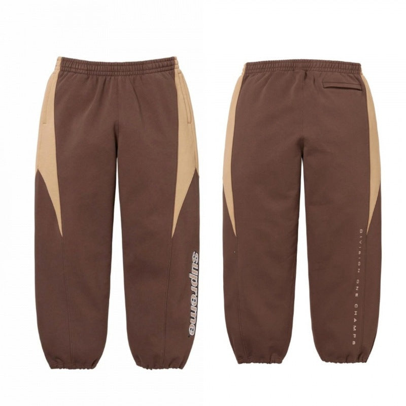 SUPREME Trendy SWEATPANTS Street Street Trendy Men's Loose Velvet Waist Pants Leg Tight Sports Pants Casual (2)