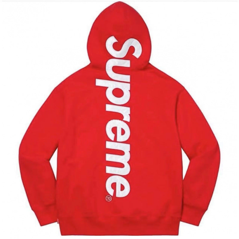 Supreme潮牌连帽卫衣男秋冬加绒宽松街头嘻哈外套纯色长袖套头衫 (9)