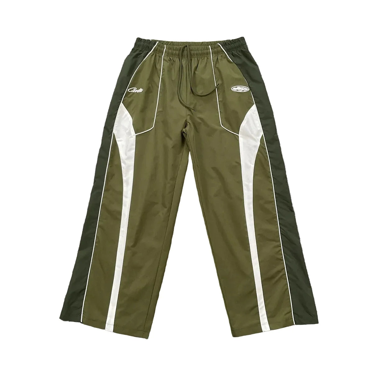 Corteiz Devil's Island sports style spliced contrasting casual pants for men and women, drawstring elastic waisted pants, trendy and versatile (3)